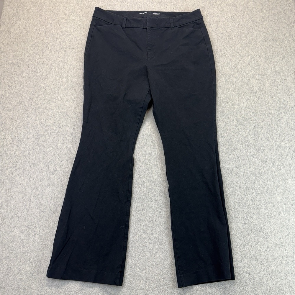 Old Navy Women's High-Rise Pixie Flare Pants Black Secret-Smooth Size 14